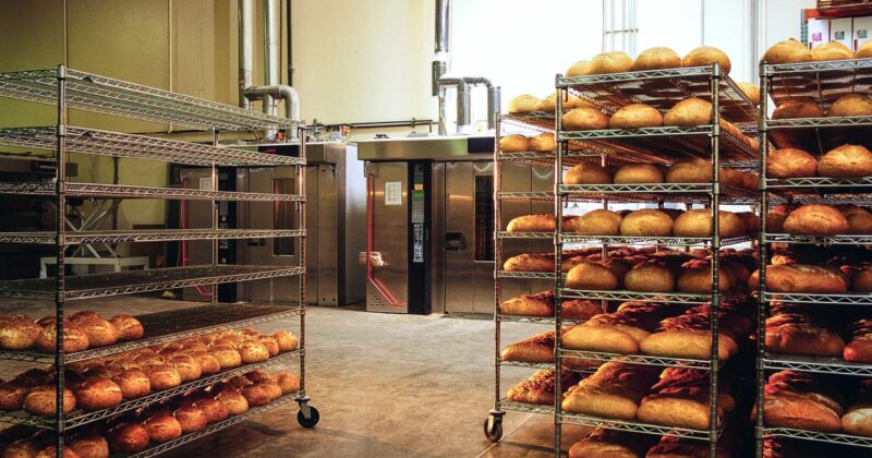 Carts Full of Bread at Bakery